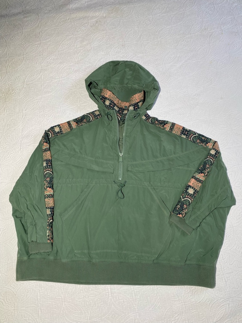 FP Movement by Free People Sage Green Mesh-Trim Pullover